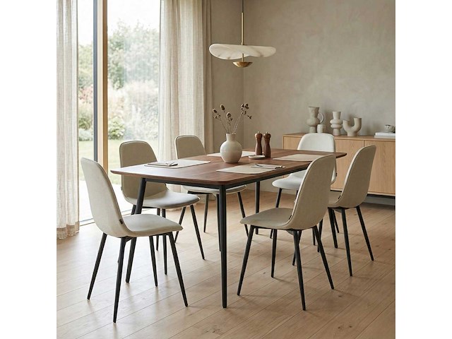 Set van 4 eetkamerstoel kuip beige - afbeelding 2 van  7