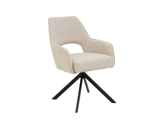 Set van 4 eetkamerstoel kuip met armleuning beige - afbeelding 3 van  6