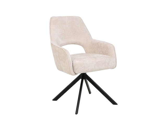 Set van 4 eetkamerstoel kuip met armleuning beige - afbeelding 3 van  6