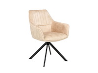 Set van 4 eetkamerstoel kuip met armleuning beige - afbeelding 3 van  4