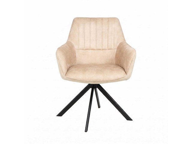 Set van 4 eetkamerstoel kuip met armleuning beige - afbeelding 4 van  4