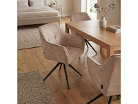 Set van 4 eetkamerstoel kuip met armleuning beige - afbeelding 1 van  4