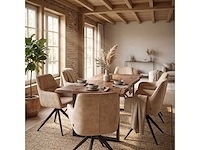 Set van 4 eetkamerstoel kuip met armleuning beige - afbeelding 2 van  6