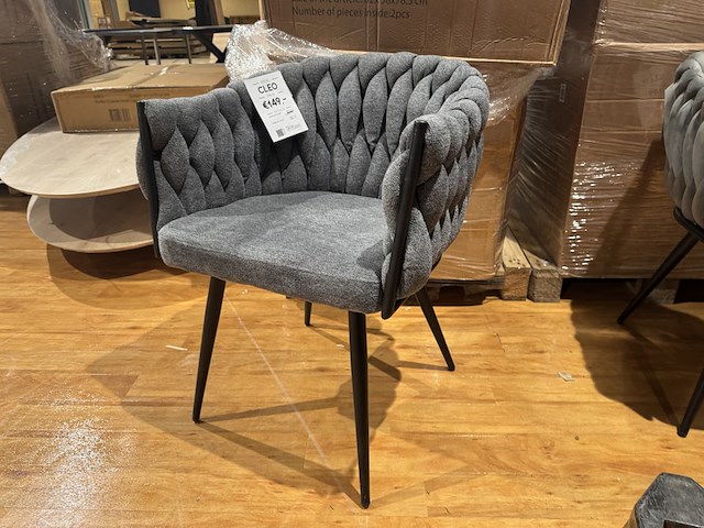 Set van 4 eetkamerstoelen, antraciet stof, zwarte poten - afbeelding 1 van  3