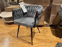 Set van 4 eetkamerstoelen, antraciet stof, zwarte poten - afbeelding 1 van  3