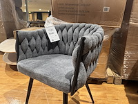 Set van 4 eetkamerstoelen, antraciet stof, zwarte poten - afbeelding 2 van  3