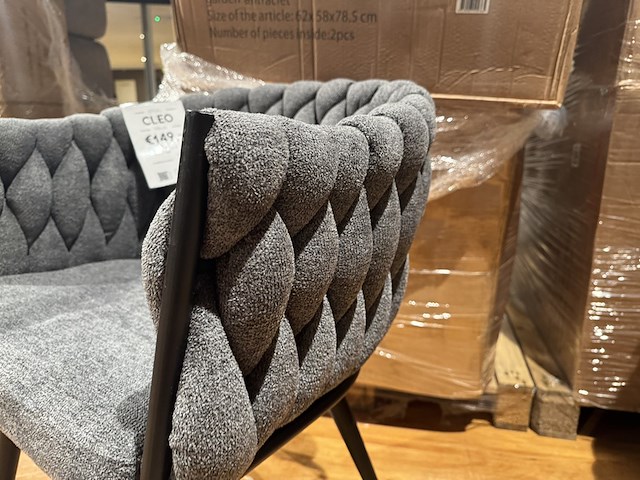 Set van 4 eetkamerstoelen, antraciet stof, zwarte poten - afbeelding 3 van  3