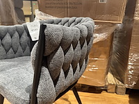 Set van 4 eetkamerstoelen, antraciet stof, zwarte poten - afbeelding 3 van  3