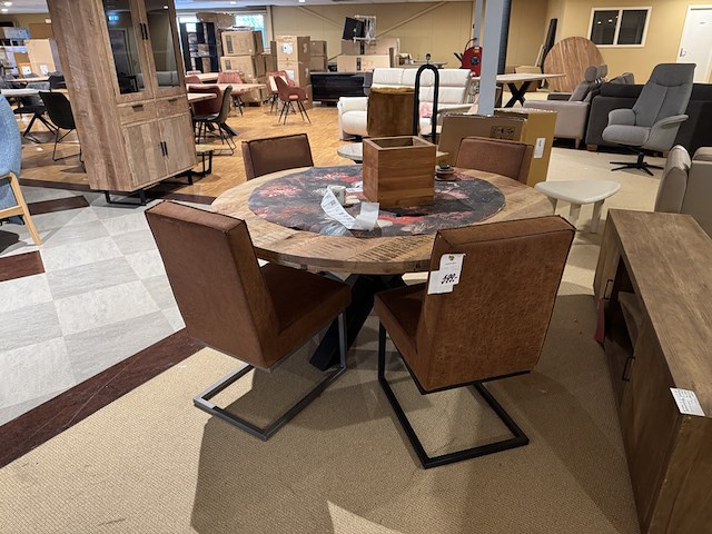 Set van 4 eetkamerstoelen, cognac, excl. tafel - afbeelding 1 van  6