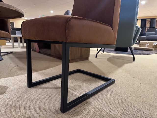 Set van 4 eetkamerstoelen, cognac, excl. tafel - afbeelding 4 van  6