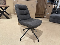 Set van 4 eetkamerstoelen, grijs stof, zwart metalen poot - afbeelding 1 van  1