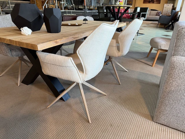 Set van 4 eetkamerstoelen grijs/wit - afbeelding 4 van  7