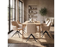 Set van 4 eetkamerstoelen met draaifunctie beige kuip met armleuningen - afbeelding 2 van  7