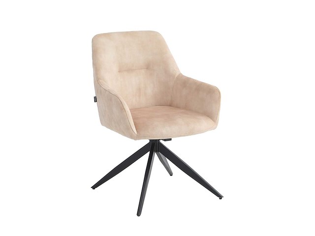 Set van 4 eetkamerstoelen met draaifunctie beige kuip met armleuningen - afbeelding 3 van  7