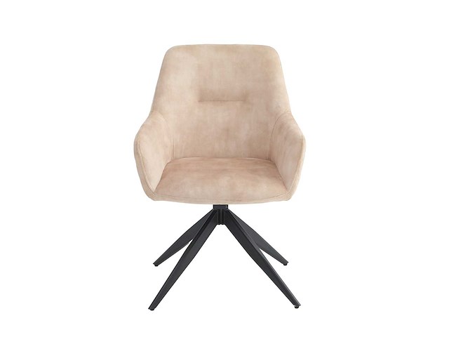 Set van 4 eetkamerstoelen met draaifunctie beige kuip met armleuningen - afbeelding 6 van  7