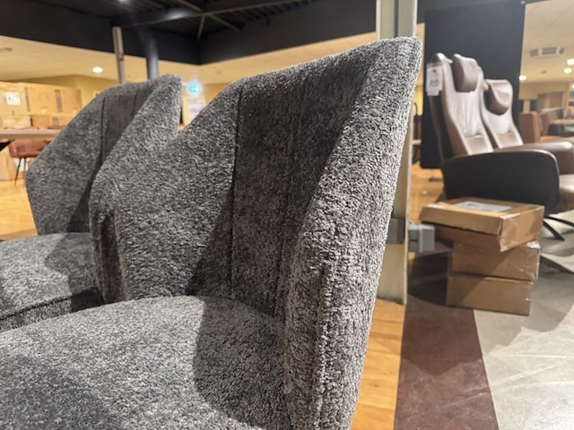 Set van 4 eetkamerstoelen, naturel/grijs boucléstof, zwarte poten - afbeelding 5 van  5