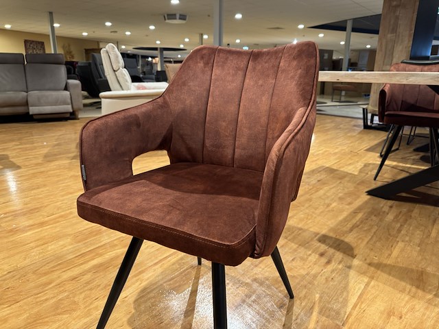 Set van 4 eetkamerstoelen, rust veloursstof, zwart metalen poten - afbeelding 2 van  5