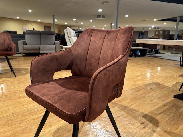 Set van 4 eetkamerstoelen, rust veloursstof, zwart metalen poten - afbeelding 3 van  5