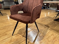 Set van 4 eetkamerstoelen, rust veloursstof, zwart metalen poten - afbeelding 4 van  5