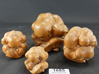 Set van 4 massief teakhouten buddha oude orang malu - afbeelding 1 van  5