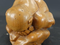 Set van 4 massief teakhouten buddha oude orang malu - afbeelding 3 van  5