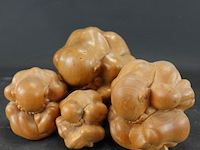 Set van 4 massief teakhouten buddha oude orang malu - afbeelding 4 van  5