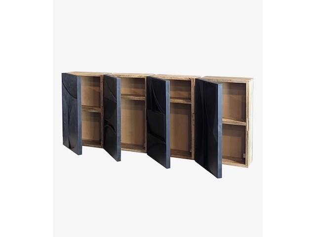 Set van 4 wandkasten, zwart - afbeelding 2 van  3