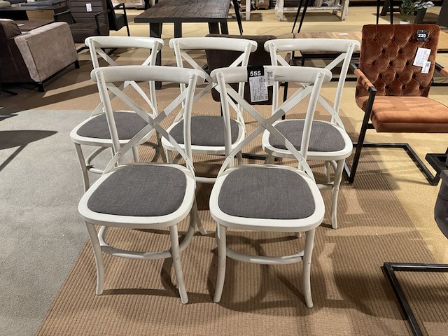 Set van 5 eetkamerstoelen, grijs/wit - afbeelding 1 van  4