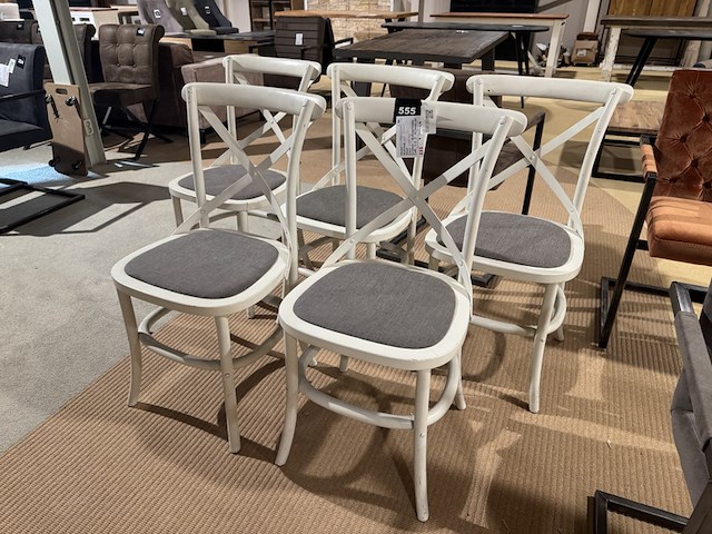 Set van 5 eetkamerstoelen, grijs/wit - afbeelding 2 van  4