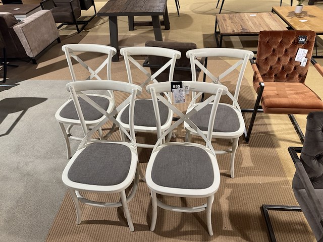 Set van 5 eetkamerstoelen, grijs/wit - afbeelding 3 van  4