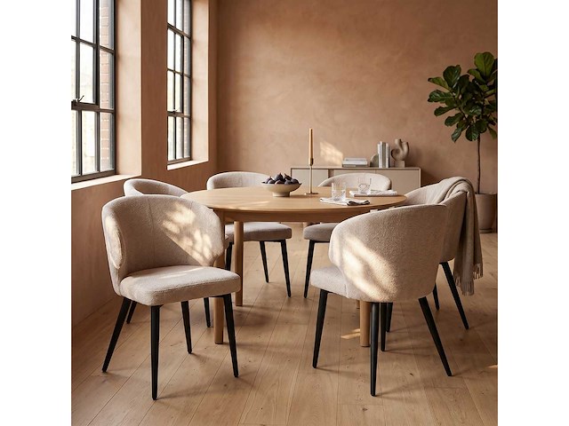 Set van 6 eetkamerstoel kuip beige - afbeelding 2 van  6