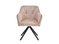 Set van 6 eetkamerstoel kuip met armleuning beige - afbeelding 4 van  4
