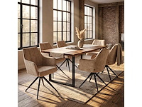 Set van 6 eetkamerstoel kuip met armleuning beige - afbeelding 2 van  4