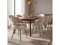 Set van 6 eetkamerstoel kuip met armleuning beige - afbeelding 2 van  6