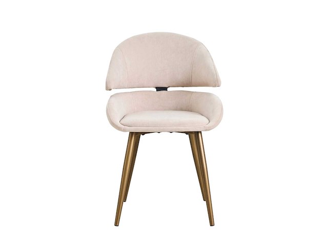 Set van 6 eetkamerstoel kuip met armleuning beige - afbeelding 5 van  6