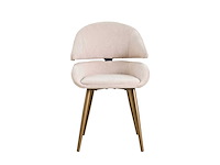 Set van 6 eetkamerstoel kuip met armleuning beige - afbeelding 5 van  6