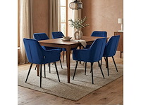 Set van 6 eetkamerstoel kuip met armleuning blauw - afbeelding 2 van  7