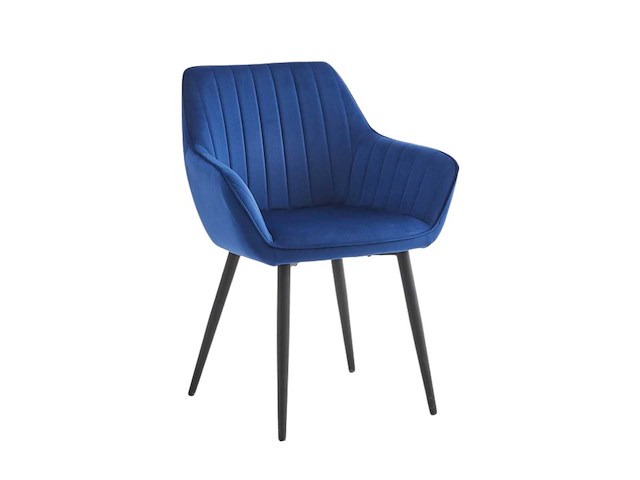 Set van 6 eetkamerstoel kuip met armleuning blauw - afbeelding 3 van  7