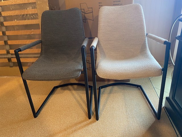 Set van 6 eetkamerstoelen, 3x grijs, 3x naturel - afbeelding 1 van  4