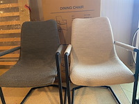 Set van 6 eetkamerstoelen, 3x grijs, 3x naturel - afbeelding 2 van  4