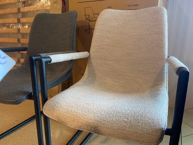 Set van 6 eetkamerstoelen, 3x grijs, 3x naturel - afbeelding 4 van  4