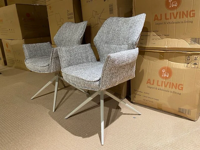 Set van 6 eetkamerstoelen aj living, salsa, taupe - afbeelding 1 van  5