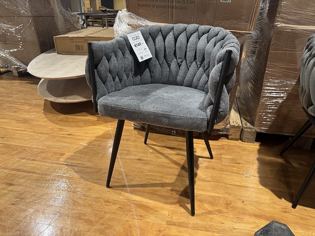 Set van 6 eetkamerstoelen, antraciet stof, zwarte poten - afbeelding 1 van  3