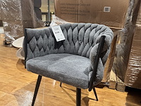 Set van 6 eetkamerstoelen, antraciet stof, zwarte poten - afbeelding 2 van  3