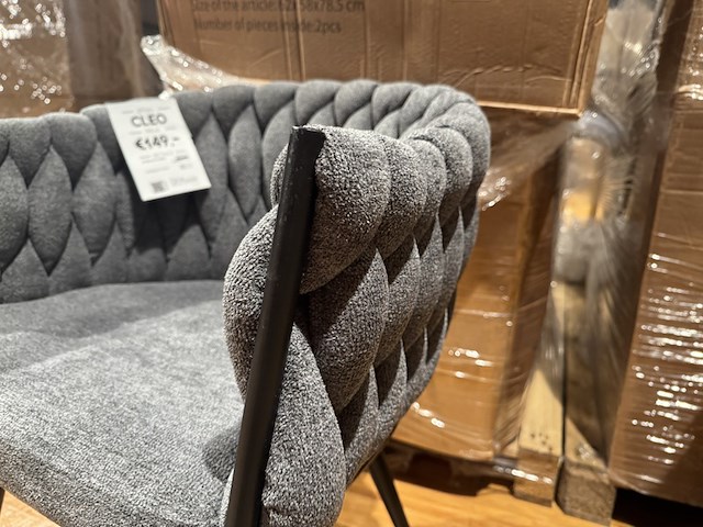 Set van 6 eetkamerstoelen, antraciet stof, zwarte poten - afbeelding 3 van  3