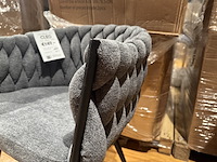 Set van 6 eetkamerstoelen, antraciet stof, zwarte poten - afbeelding 3 van  3