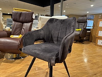 Set van 6 eetkamerstoelen, antraciet veloursstof, zwart metalen poten - afbeelding 2 van  4