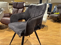 Set van 6 eetkamerstoelen, antraciet veloursstof, zwart metalen poten - afbeelding 3 van  4