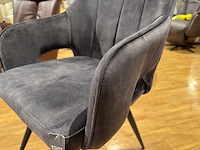 Set van 6 eetkamerstoelen, antraciet veloursstof, zwart metalen poten - afbeelding 4 van  4