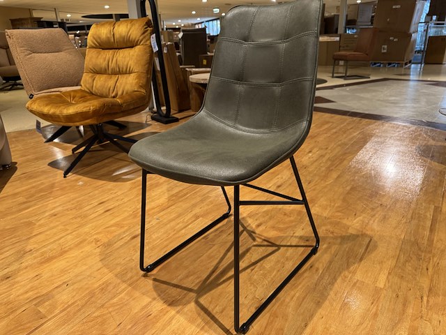 Set van 6 eetkamerstoelen, army microvezelstof, zwart metalen onderstel - afbeelding 1 van  4